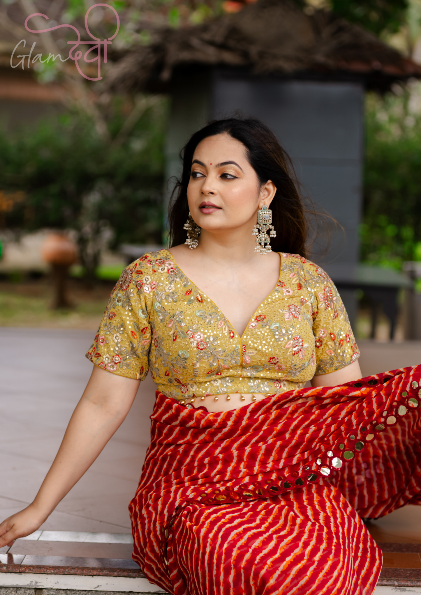 Yellow Embroidered Half Sleeve Blouse for Women – Festive & Wedding Wear | Glam Devi
