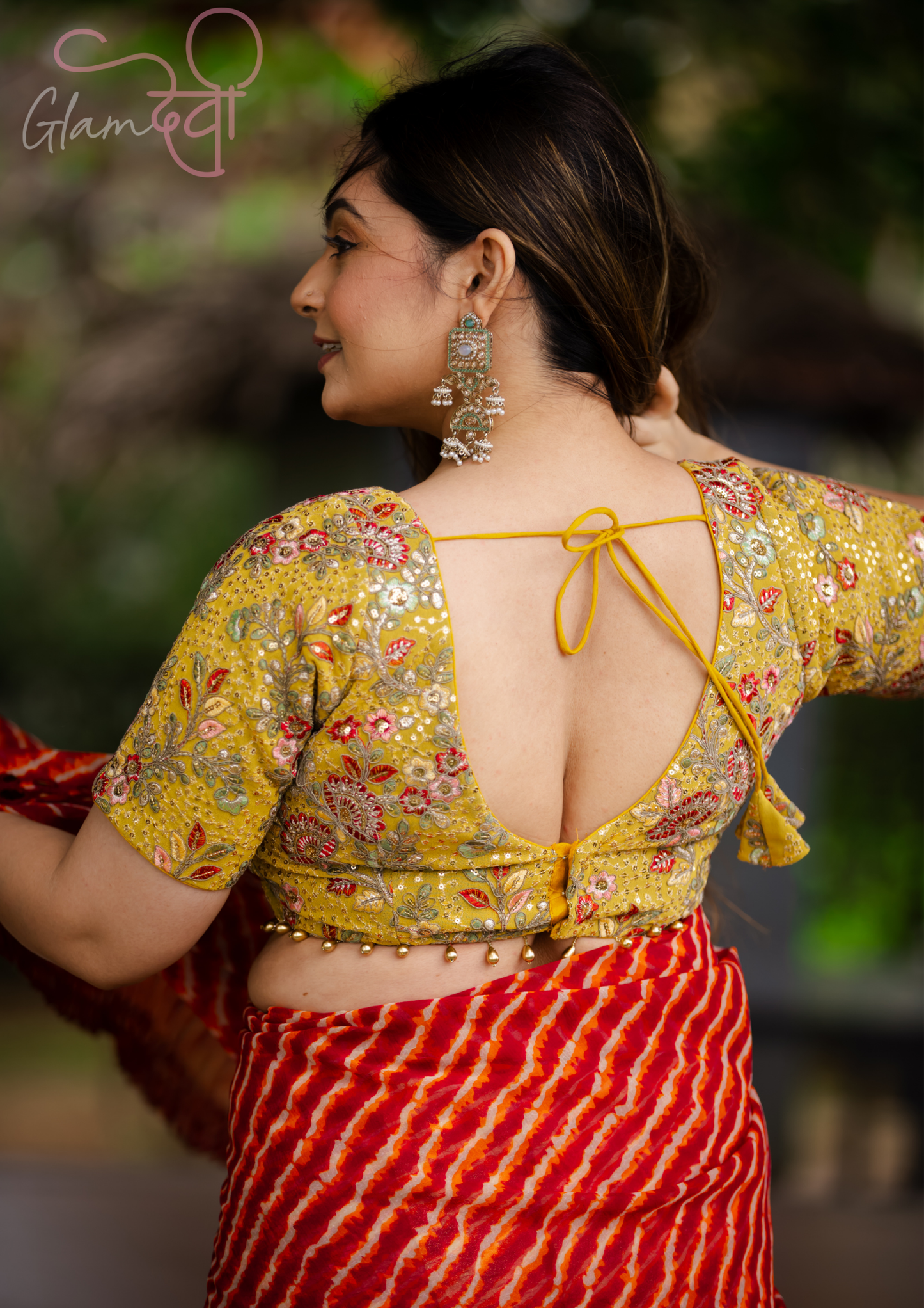 Yellow Embroidered Half Sleeve Blouse for Women – Festive & Wedding Wear | Glam Devi
