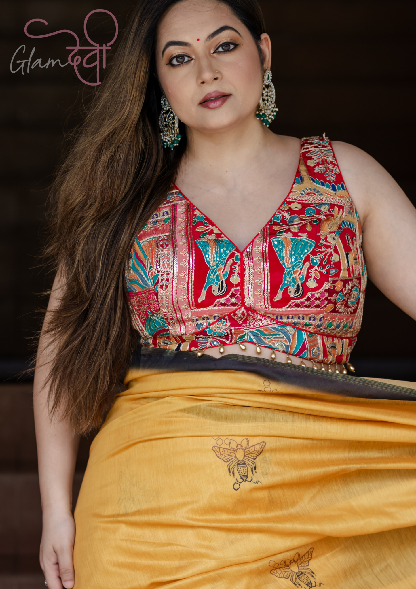 Red Sleeveless Embroidered Blouse for Women – Festive & Wedding Wear | Glam Devi