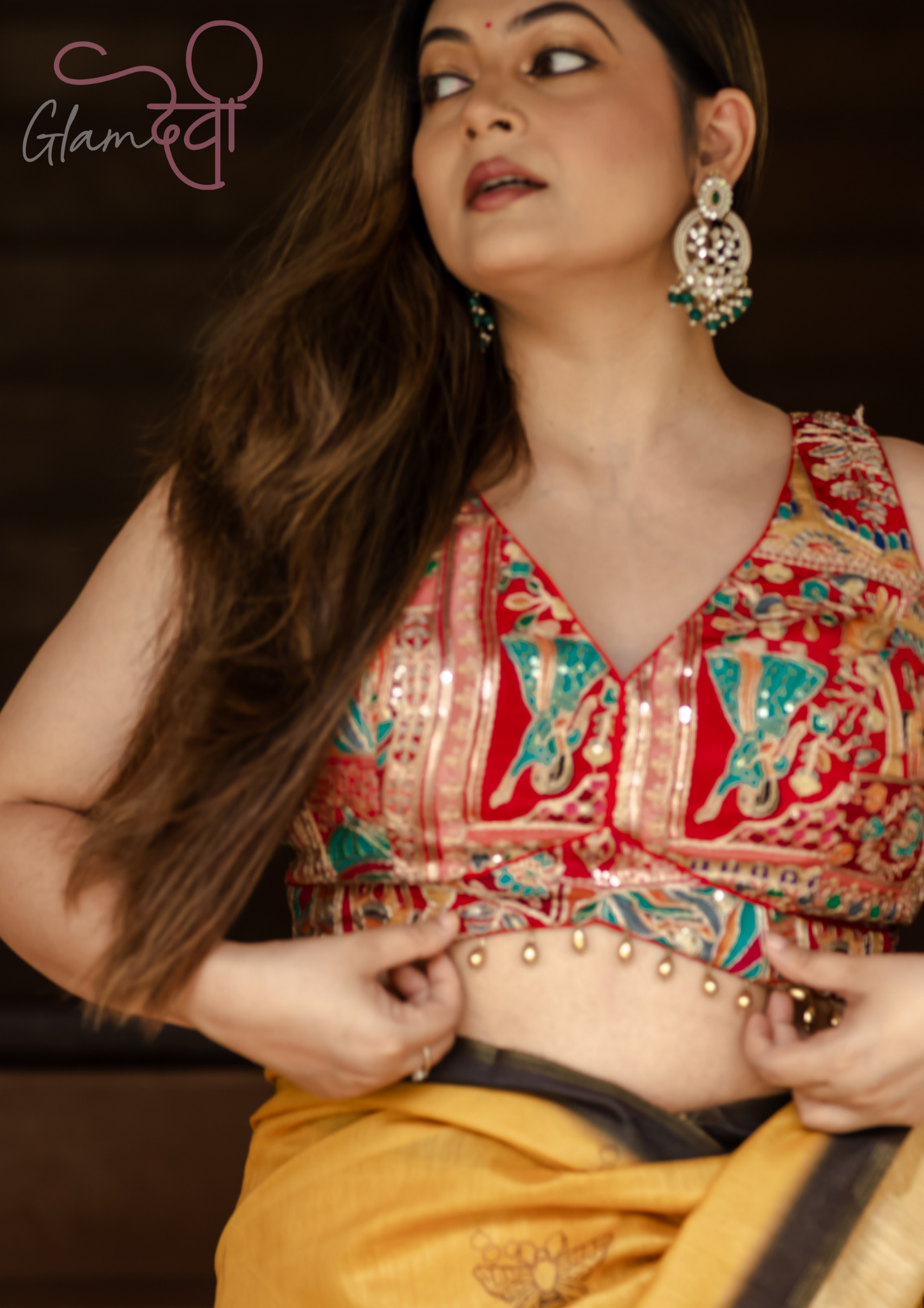 Red Sleeveless Embroidered Blouse for Women – Festive & Wedding Wear | Glam Devi