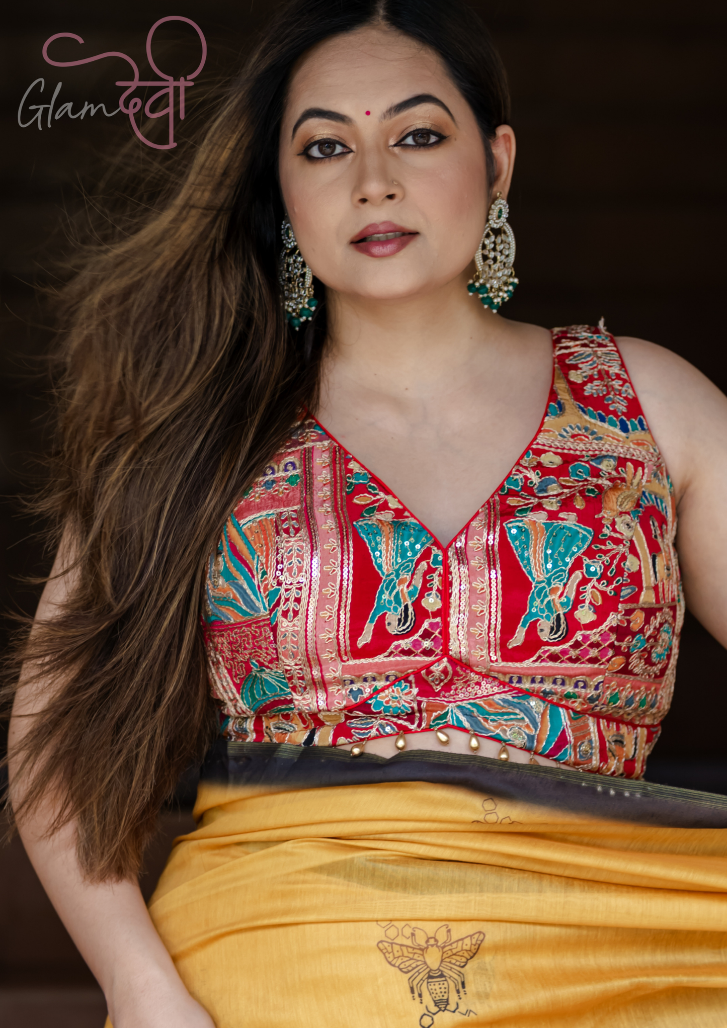 Red Sleeveless Embroidered Blouse for Women – Festive & Wedding Wear | Glam Devi