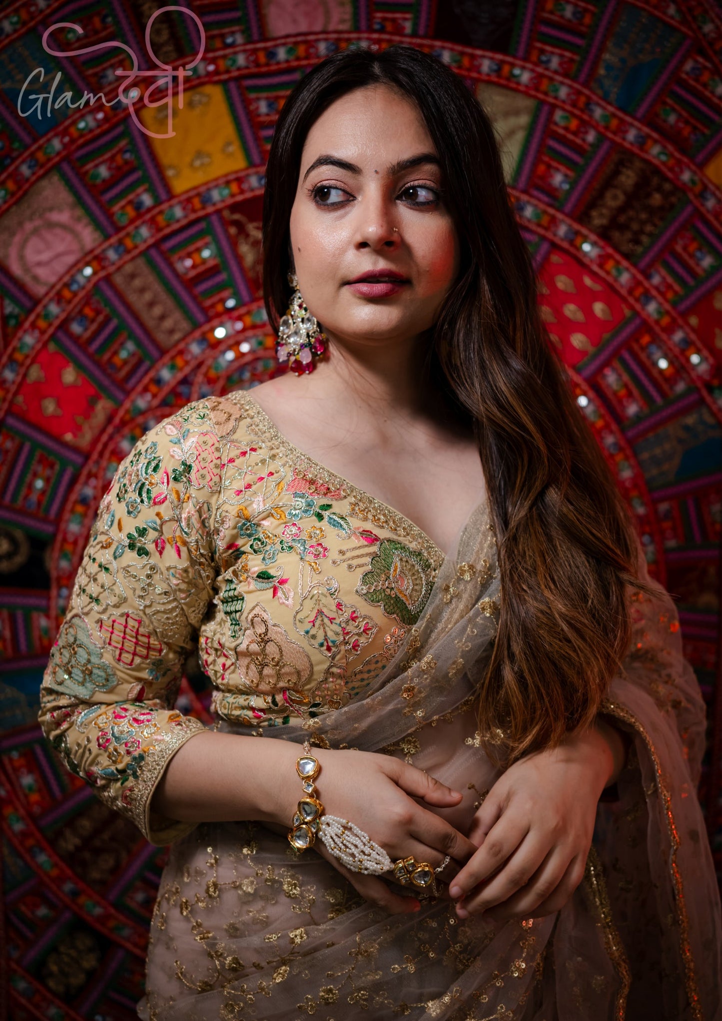 Beige Multi-Color Embroidered Blouse – Perfect for Versatile Ethnic Looks