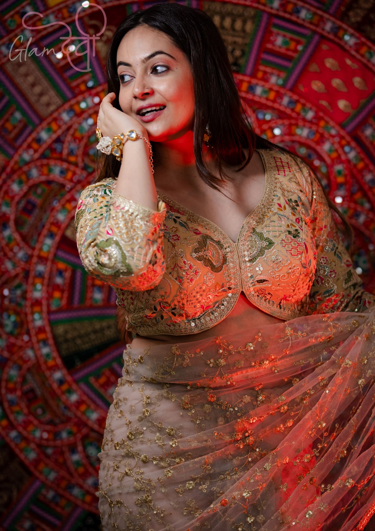 Beige Multi-Color Embroidered Blouse – Perfect for Versatile Ethnic Looks