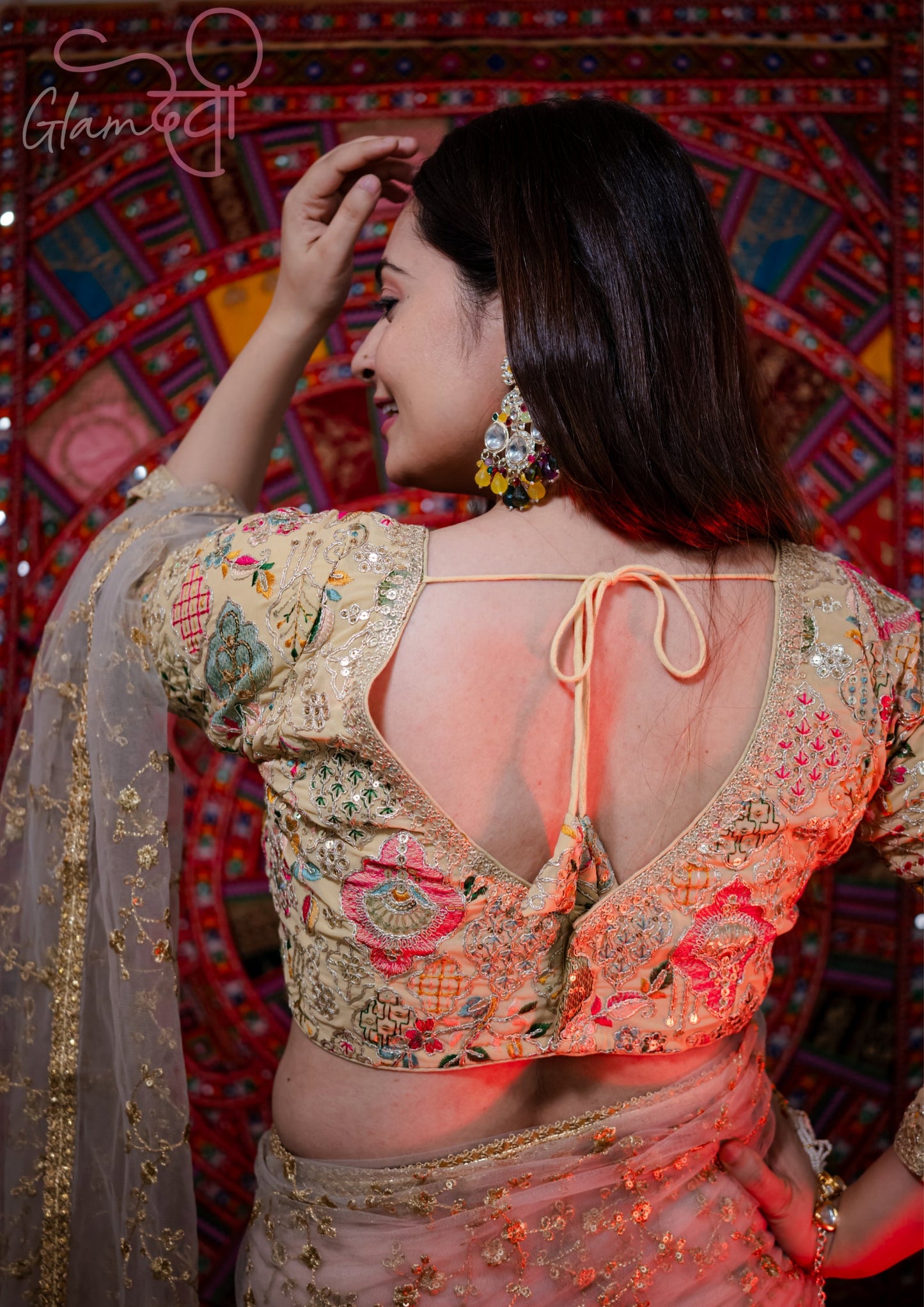 Beige Multi-Color Embroidered Blouse – Perfect for Versatile Ethnic Looks