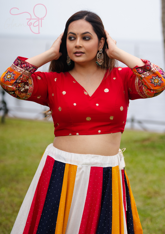 Red Full Sleeve Embroidered Blouse for Women – Festive & Wedding Wear | Glam Devi