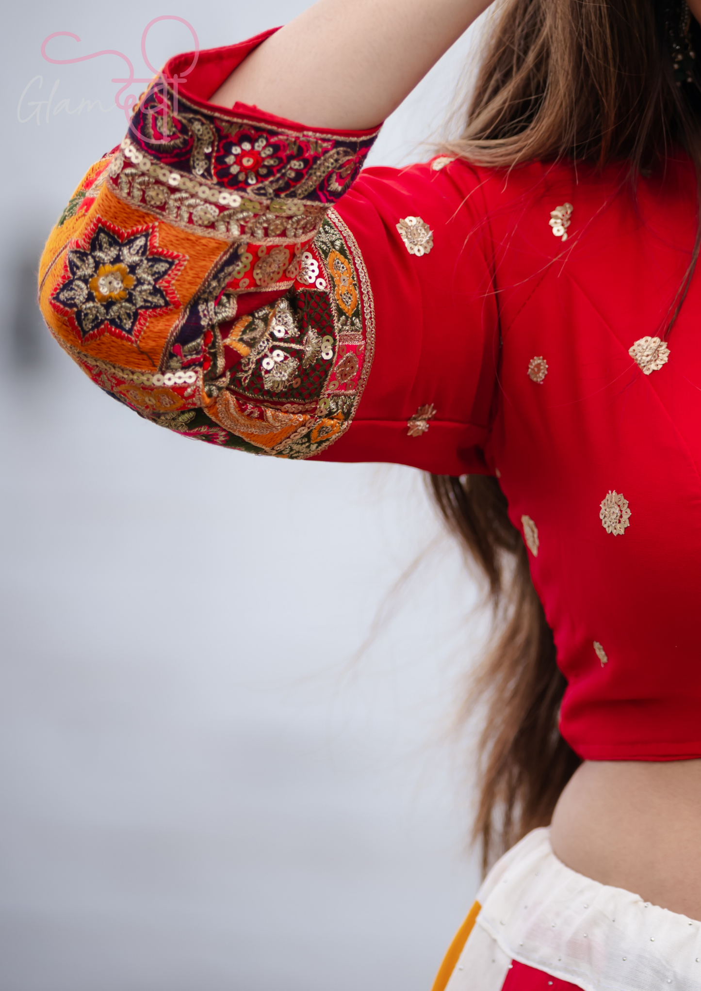 Red Full Sleeve Embroidered Blouse for Women – Festive & Wedding Wear | Glam Devi