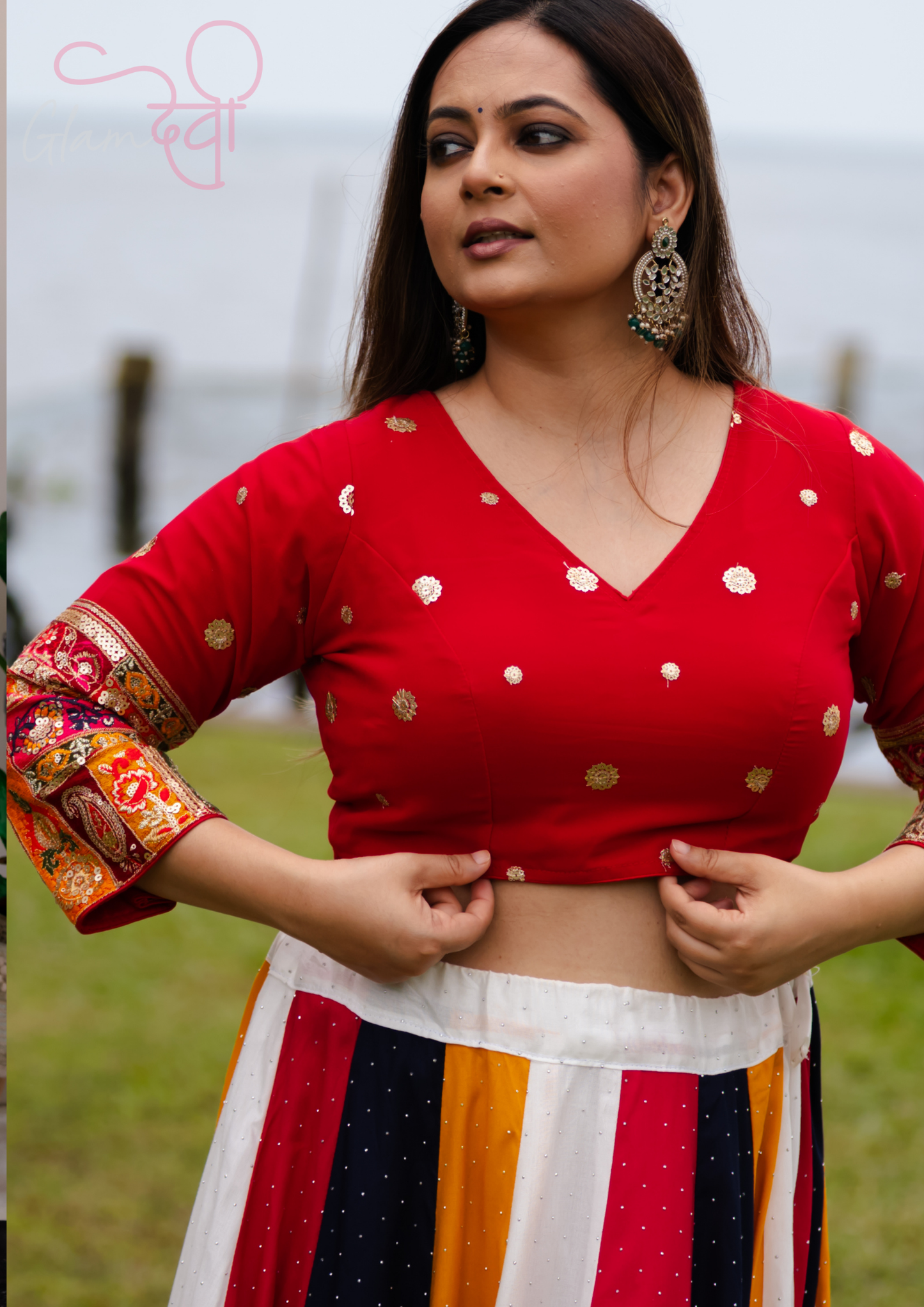 Red Full Sleeve Embroidered Blouse for Women – Festive & Wedding Wear | Glam Devi