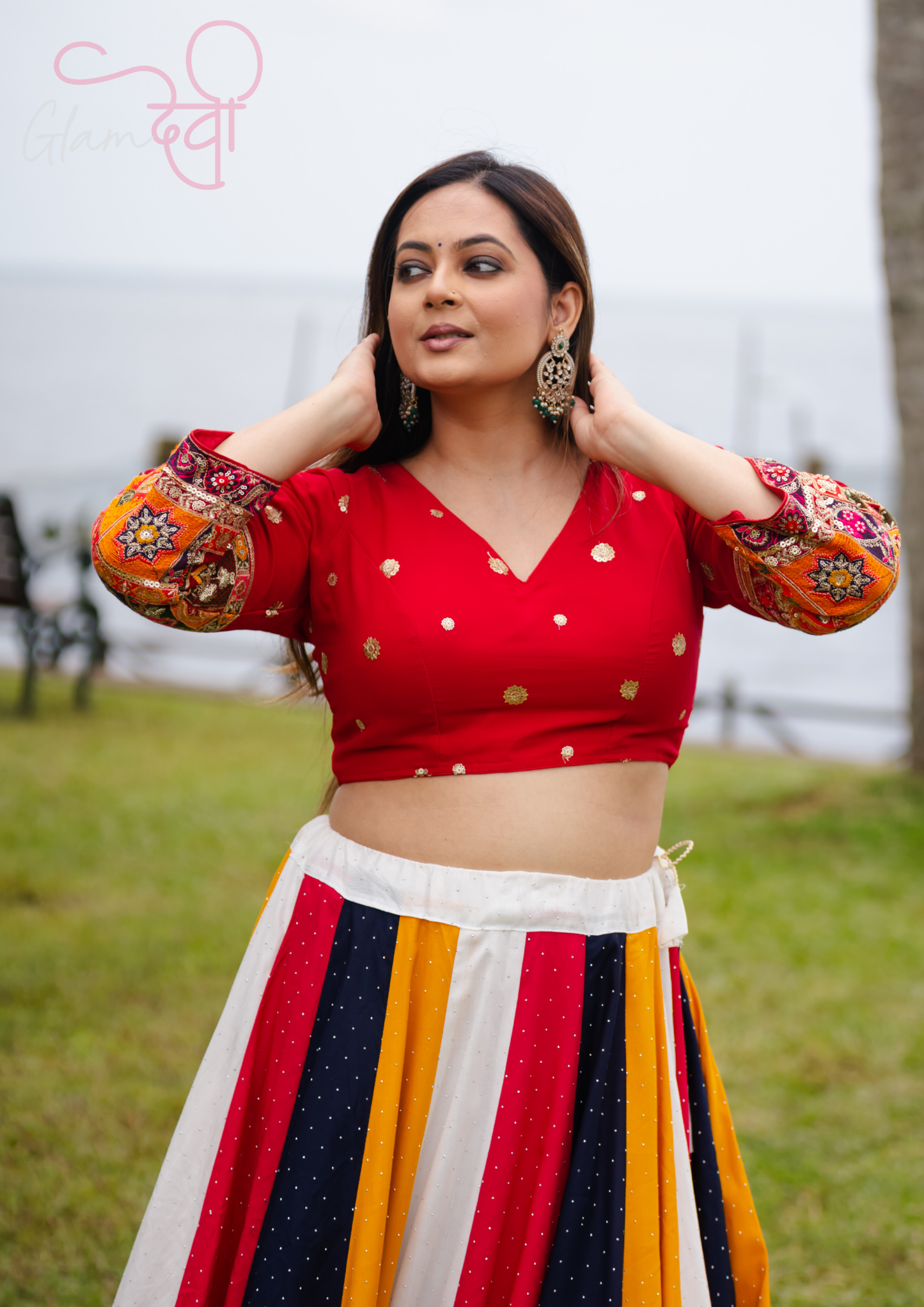 Red Full Sleeve Embroidered Blouse for Women – Festive & Wedding Wear | Glam Devi