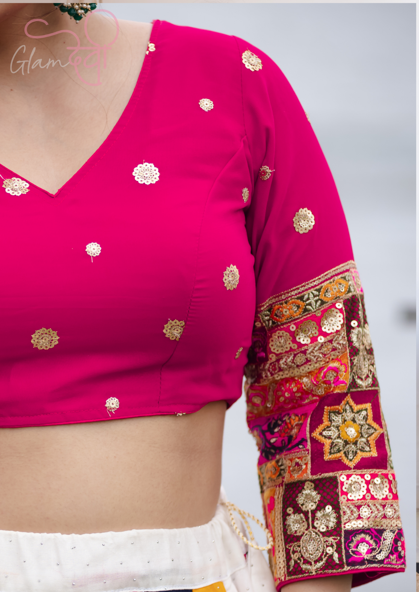 Pink Full Sleeve Embroidered Blouse for Women – Festive & Wedding Wear | Glam Devi