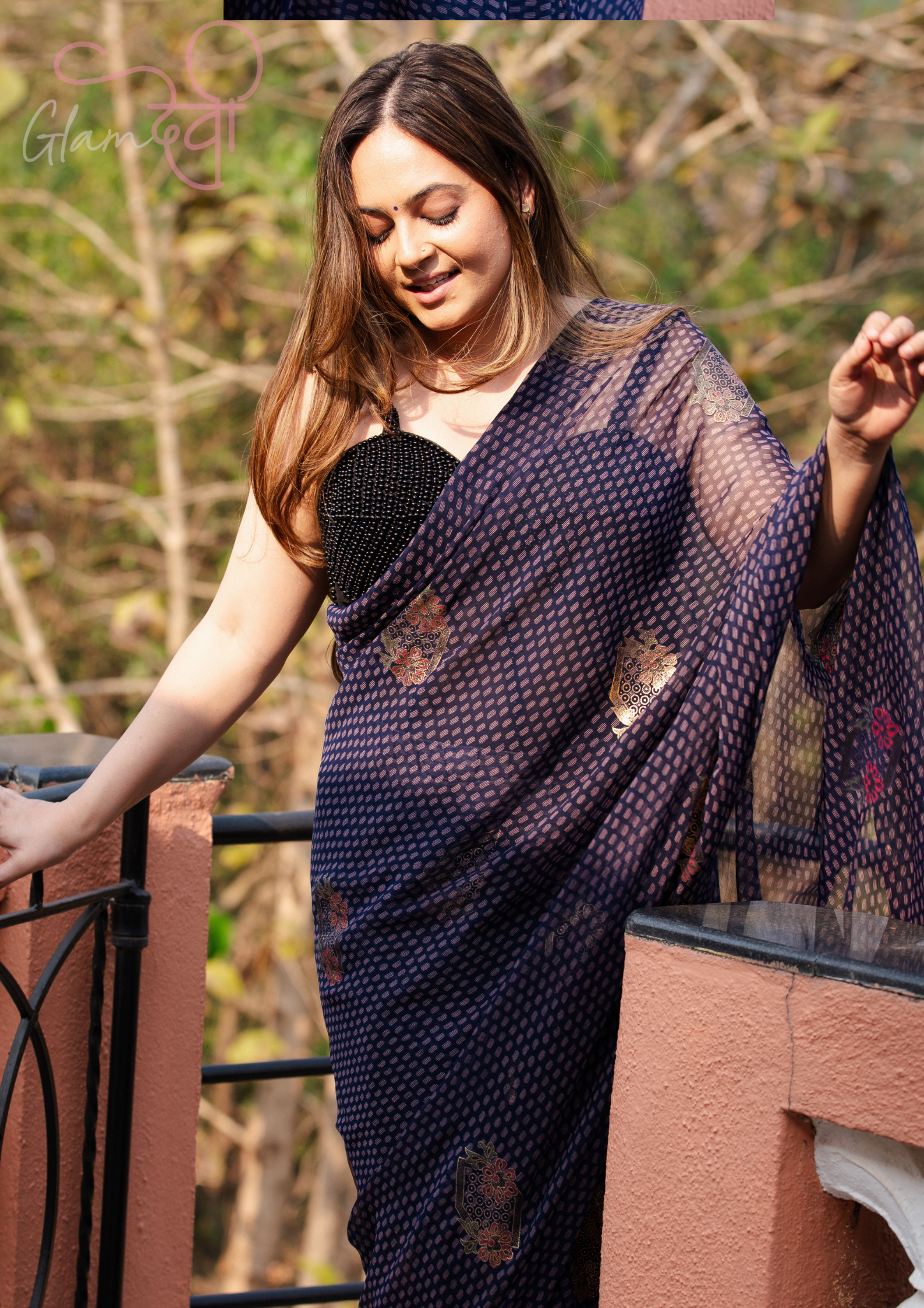 Black Sleeveless Beaded Corset Silk Blouse with Lace-Up Back & Sheer Panel | Glam Devi