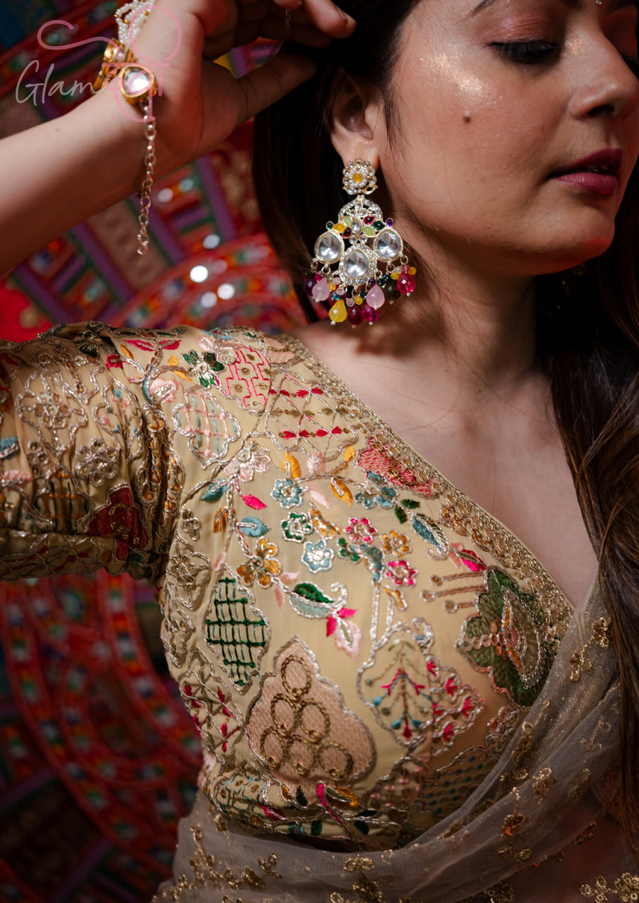Beige Multi-Color Embroidered Blouse – Perfect for Versatile Ethnic Looks