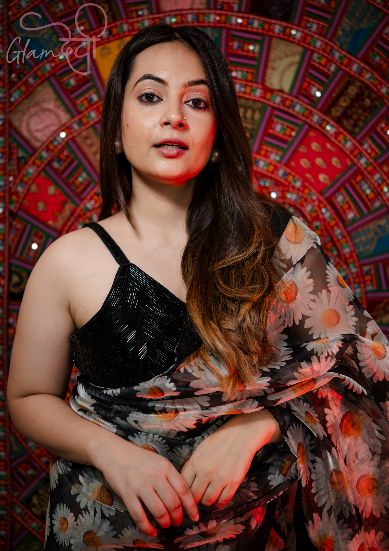 Black Bead Work Sleeveless Blouse - Glam Devi
