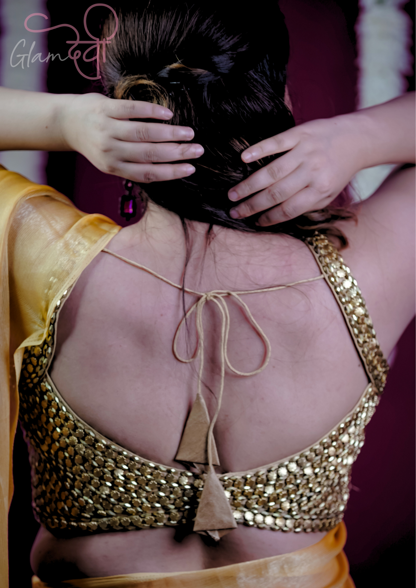 Golden Bead Work Blouse – Perfect for Weddings and Parties