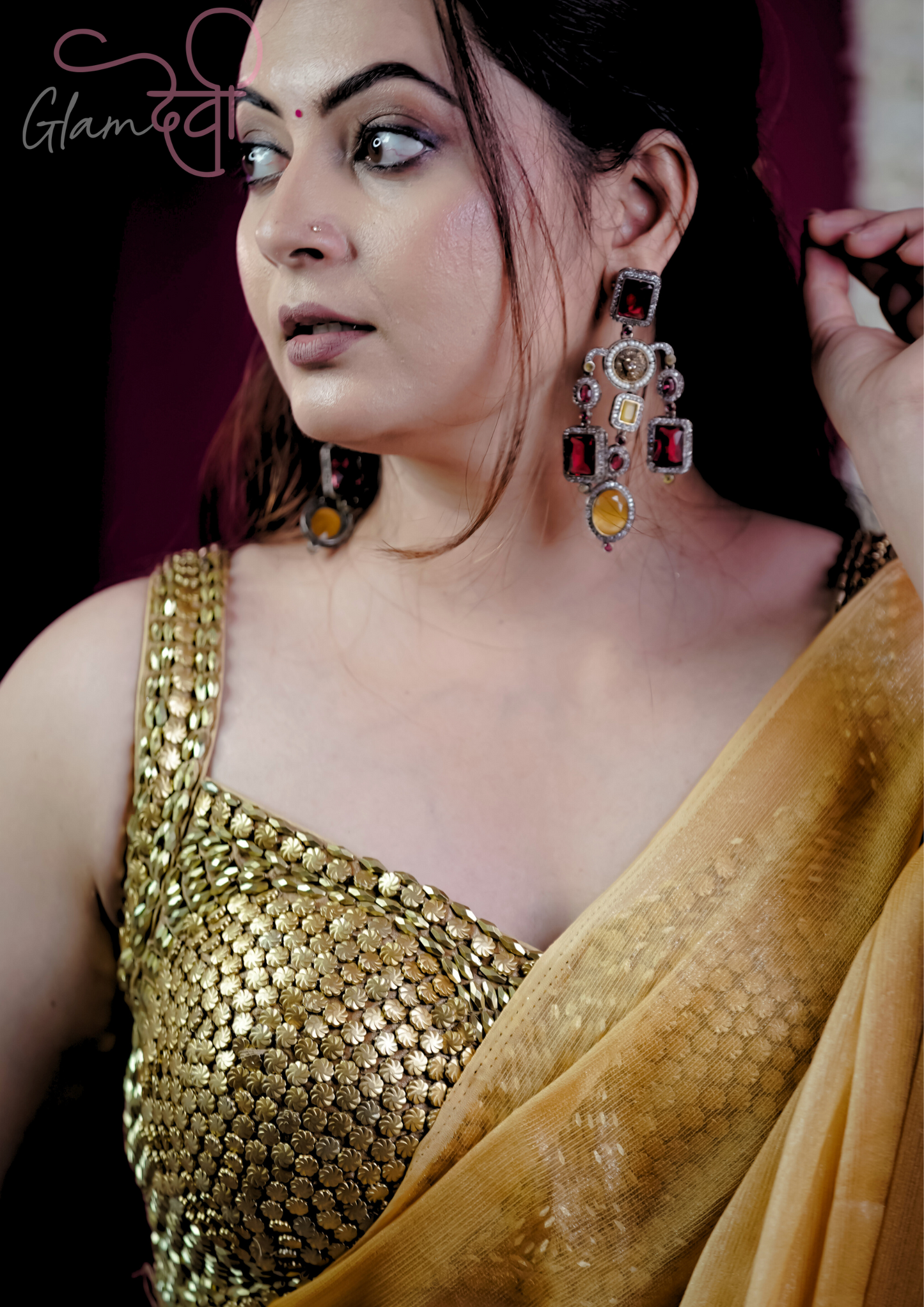 Golden Bead Work Blouse – Perfect for Weddings and Parties