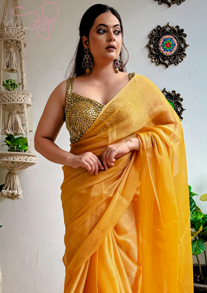 Golden Bead Work Blouse – Perfect for Weddings and Parties
