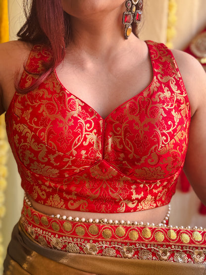 Red Brocade Blouse