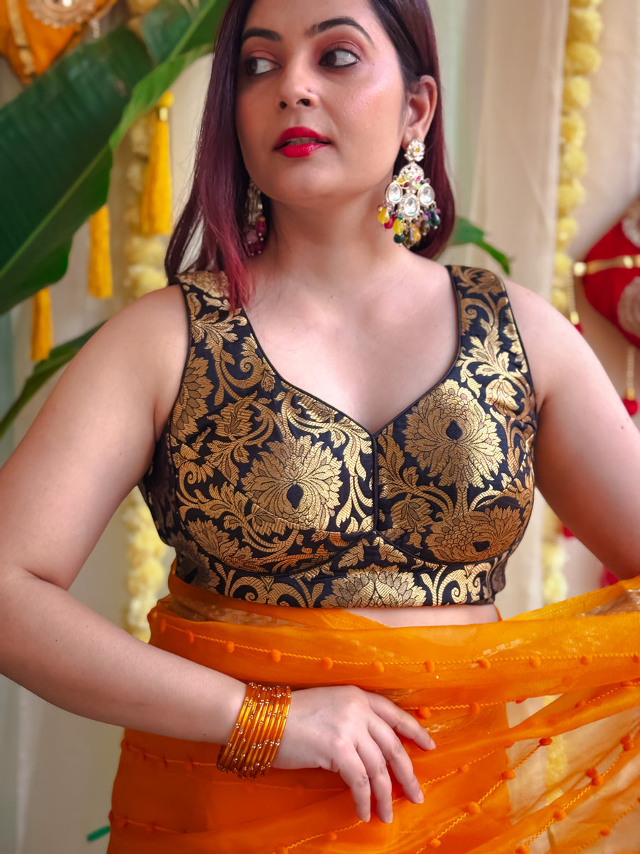 Black Brocade Blouse – A Timeless Ethnic Wardrobe Essential