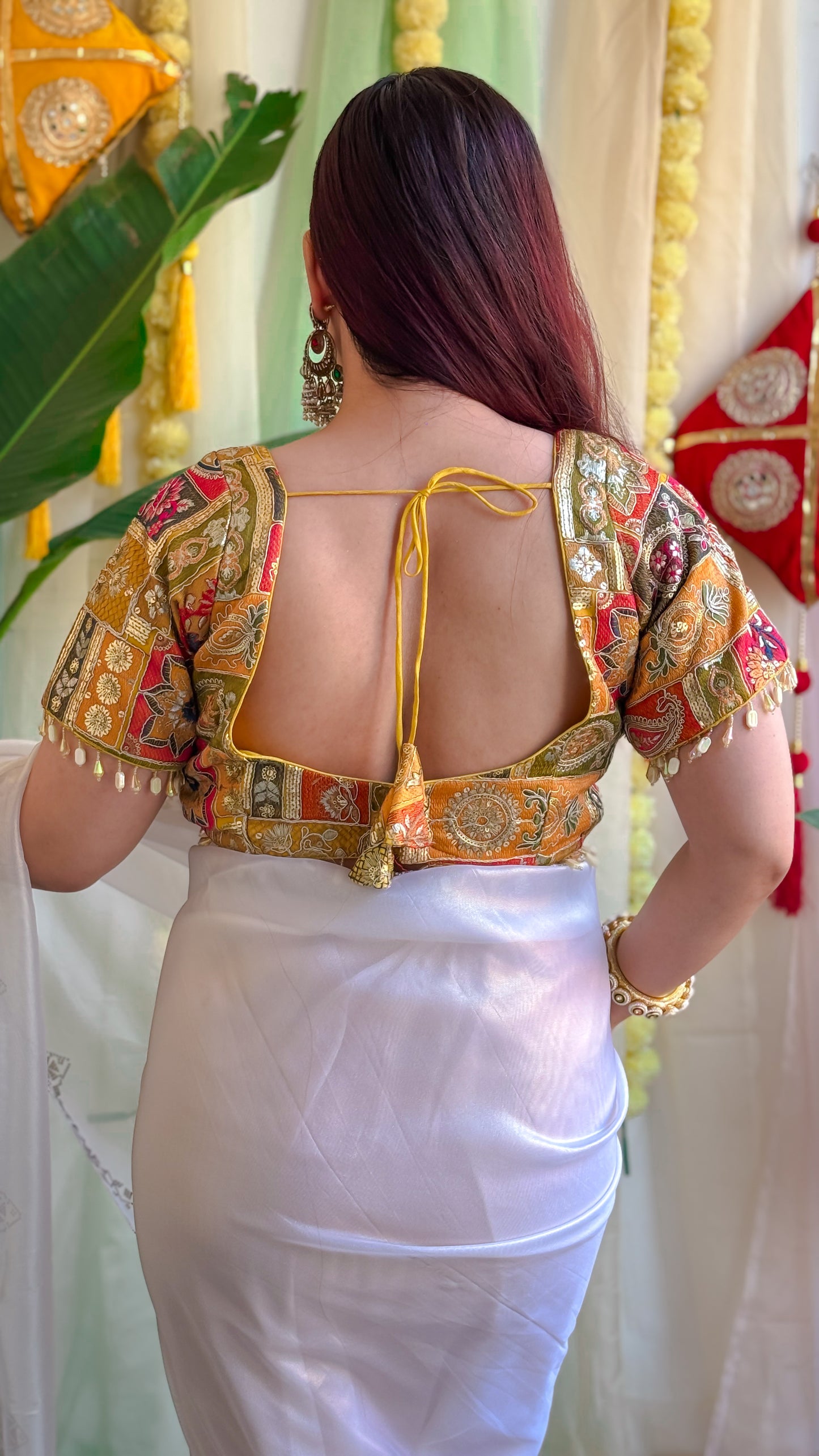 Yellow Embroided Half- Sleeve Blouse